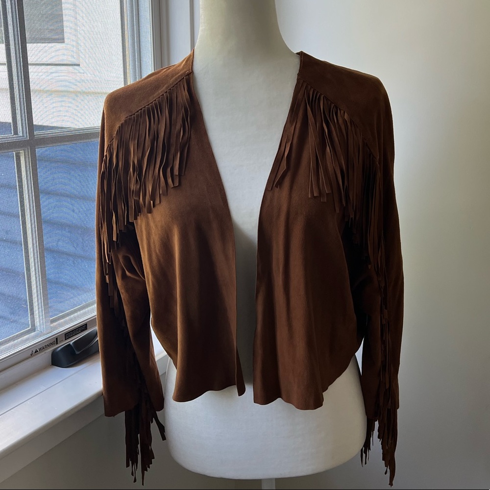 Goat Leather American Eagle Outfitter hippie-chic fringe shrug